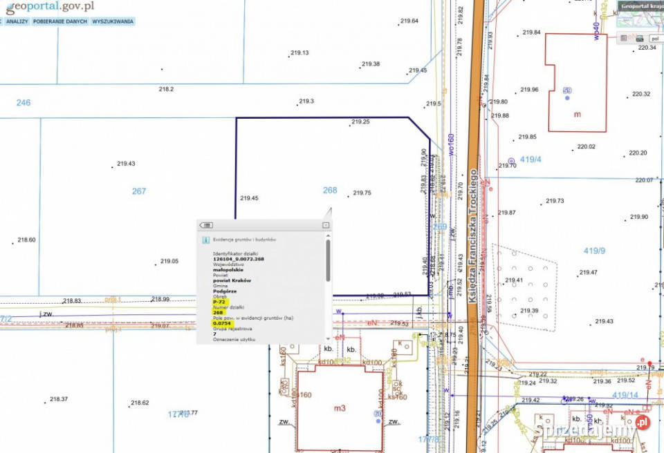 DZIAŁKA BUDOWLANA 754 AR UDZIAŁ W DRODZE KRAKÓW 754m2