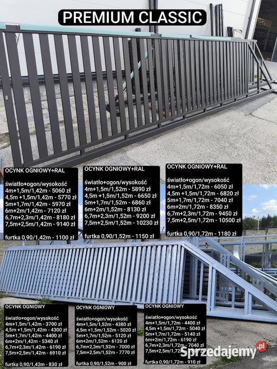 Brama przesuwna palisada 400x172 ocynk przesuwna Margonin