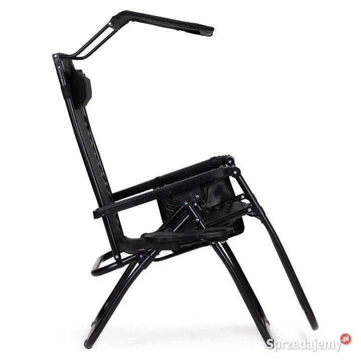 Leżak ogrodowy z daszkiem składany regulowany