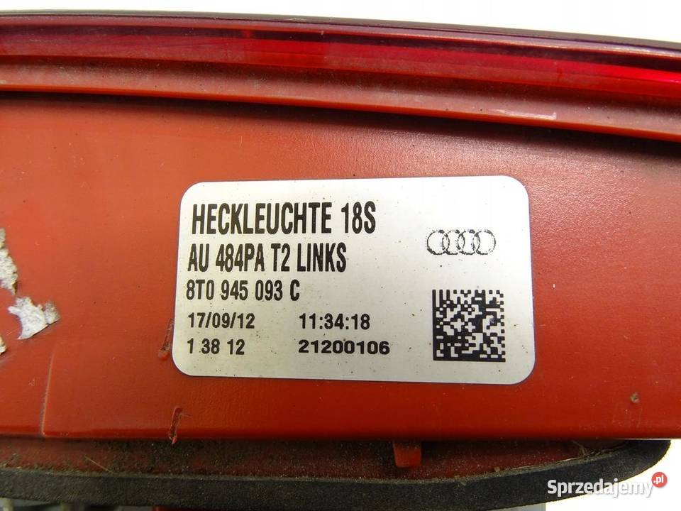LAMPA LEWA LEWY TYŁ TYLNA W KLAPĘ AUDI A5 8T
