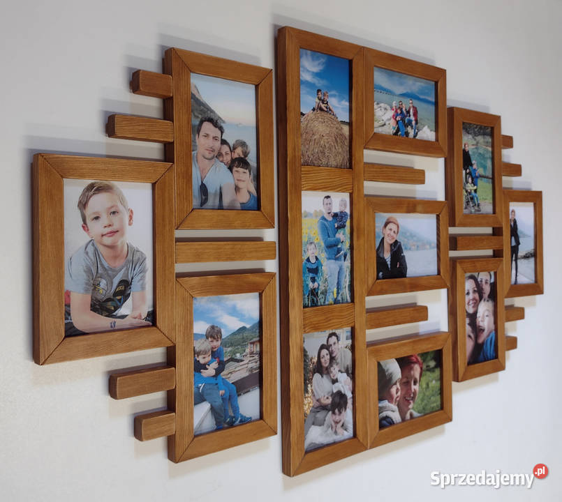Drewniana Multirama Ramka na 12 zdjęć 10x15 Ramki i ramy Wrocław
