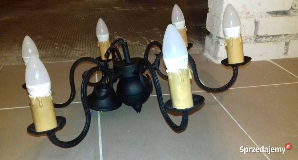 Żyrandol czarny 6 ramienny klasyczny sprawny Kołobrzeg sprzedam