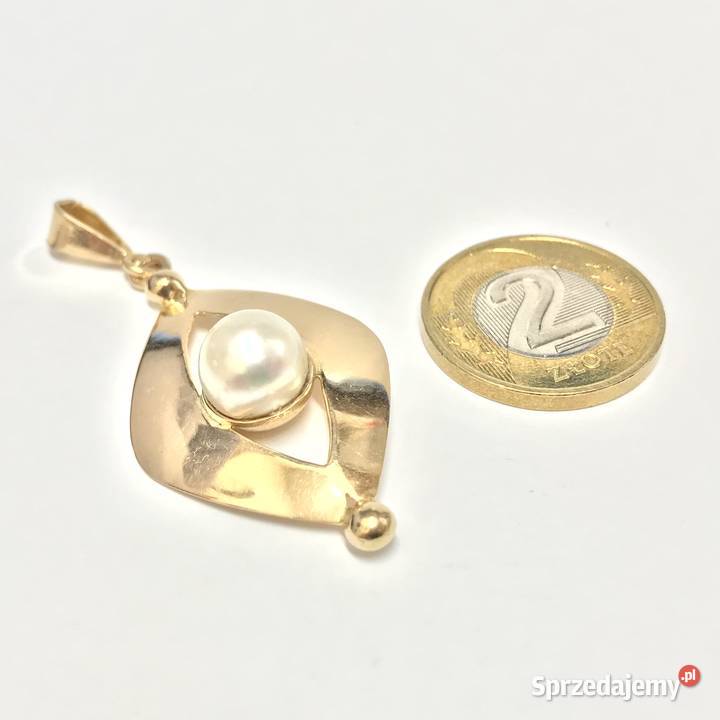 Złoty WISIOREK zawieszka 18K biała PERŁA cudowna Warszawa