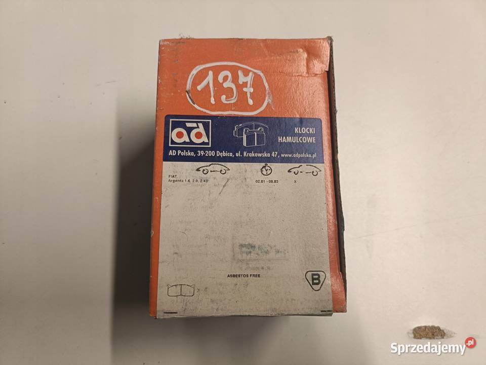 KLOCKI HAMULCOWE Fiat Argenta PRZEDNIE przód AD Rudka