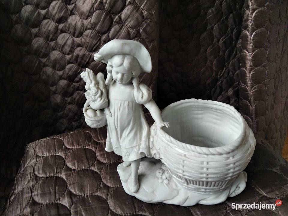 Figurka porcelanowa dziewczynka z koszem antyk Gdańsk