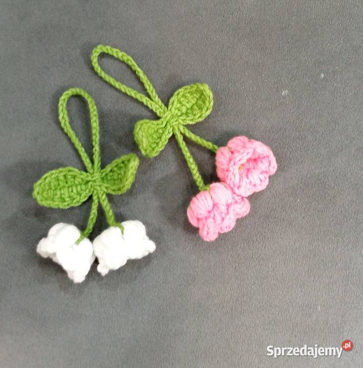 Kwiaty dzwonka wykonane na szydełku brelok Łask sprzedam