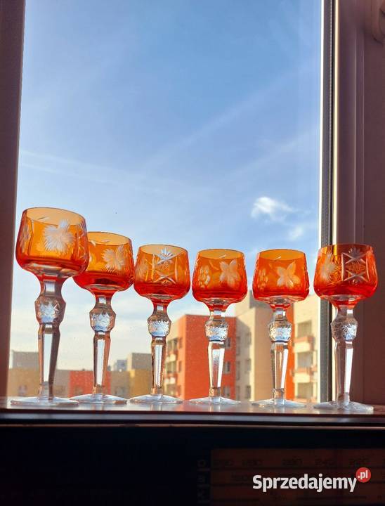 Piękne kieliszki kryształowe PRL Wrocław
