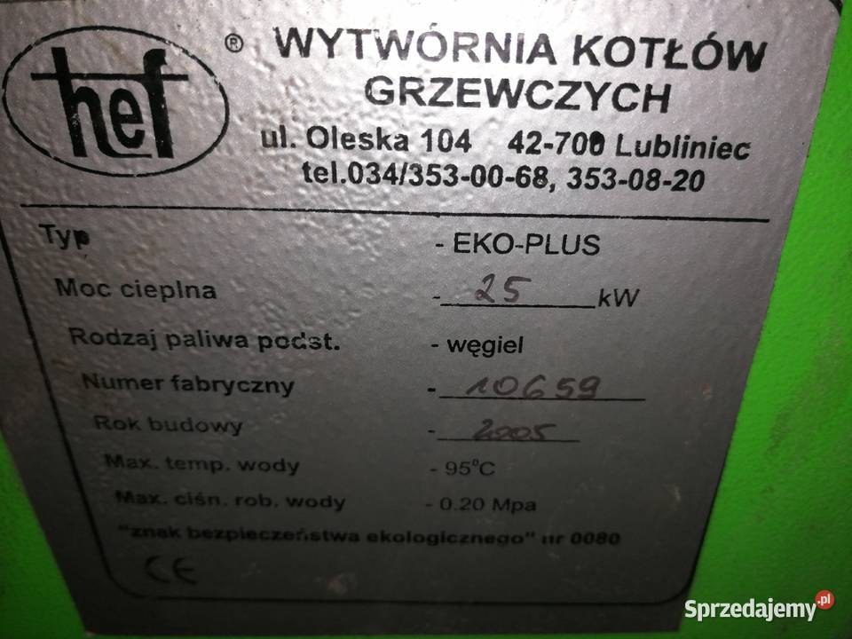 Kocioł węglowy Hef 25kW z podajnikiem Zabrze