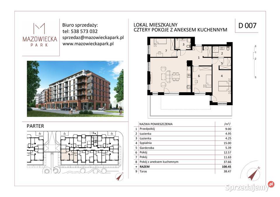 Mieszkanie 3 sypialnie Mazowiecka Park parter Kołobrzeg sprzedam