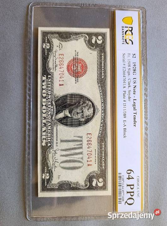 USA 2 Dolary 1928 r Chicago PCGS 64 PPQ RZADKI Węgorzewo