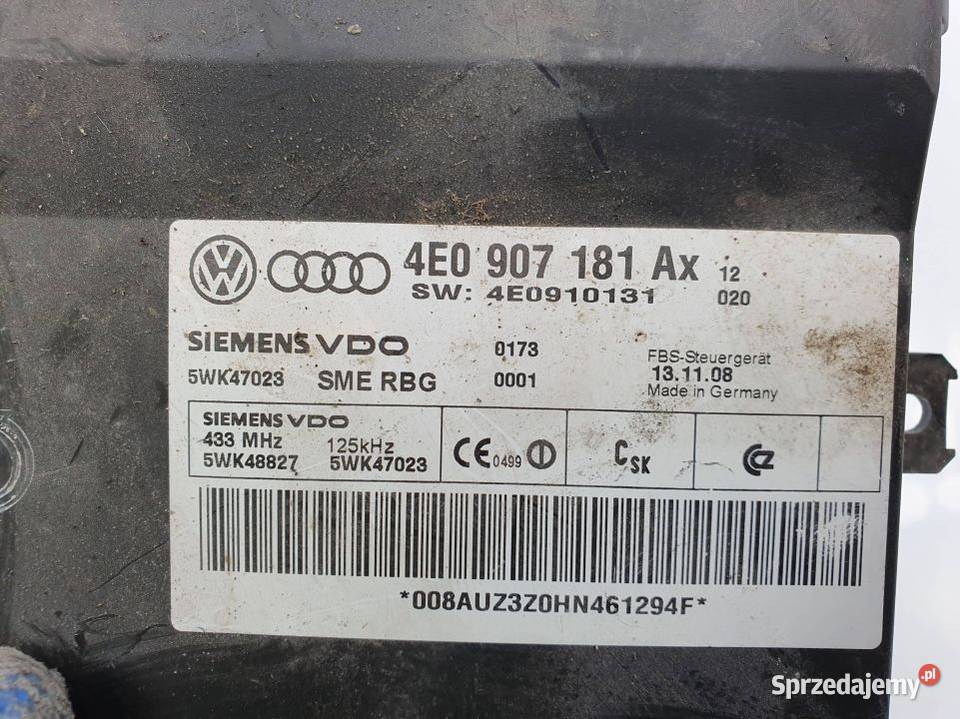 MODUŁ AUDI A8 D3 4E0910131 Pozostałe Lipno