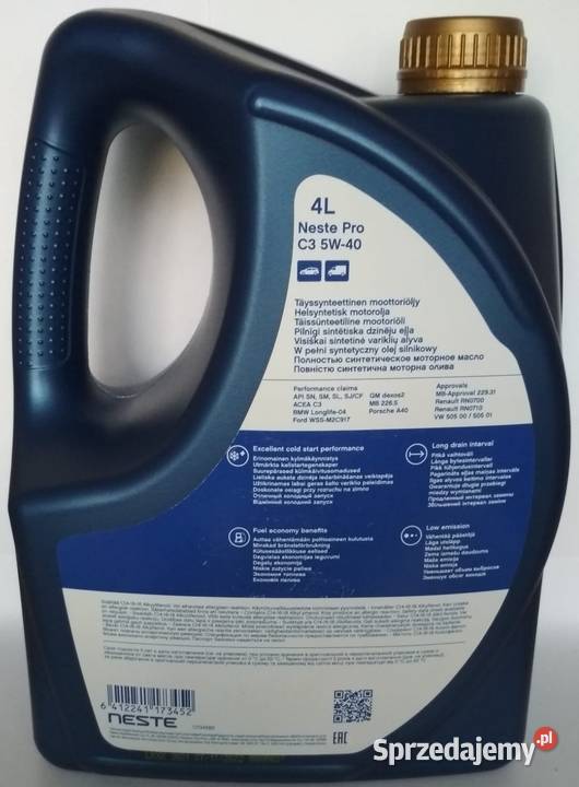 Olej syntetyczny Neste Pro 4 l 5W40 Bełchatów