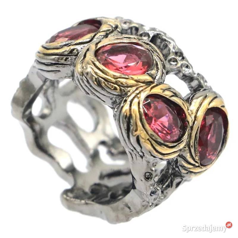 Styl Vintage pierścień z granatem rozmiar 16 Słupsk