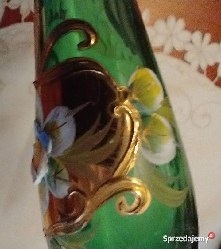 Szmaragdowozielony wazonik Bohemia sprzedam