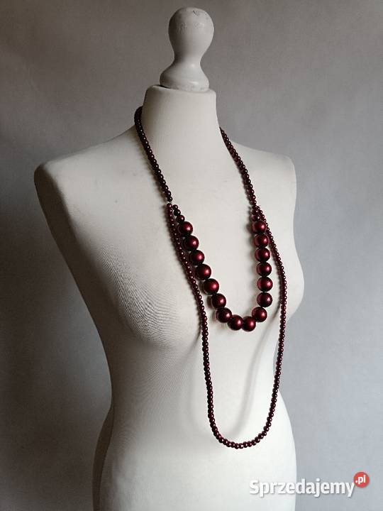 Bordowe korale perły Białystok sprzedam