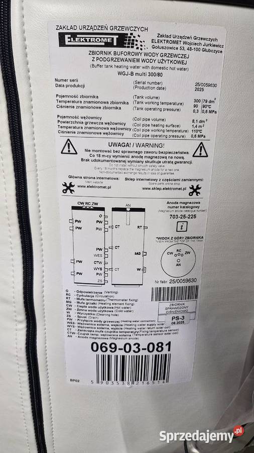 Zbiornik buforowy Bufor z dodatkową wężownicą Akcesoria grzewcze sprzedam