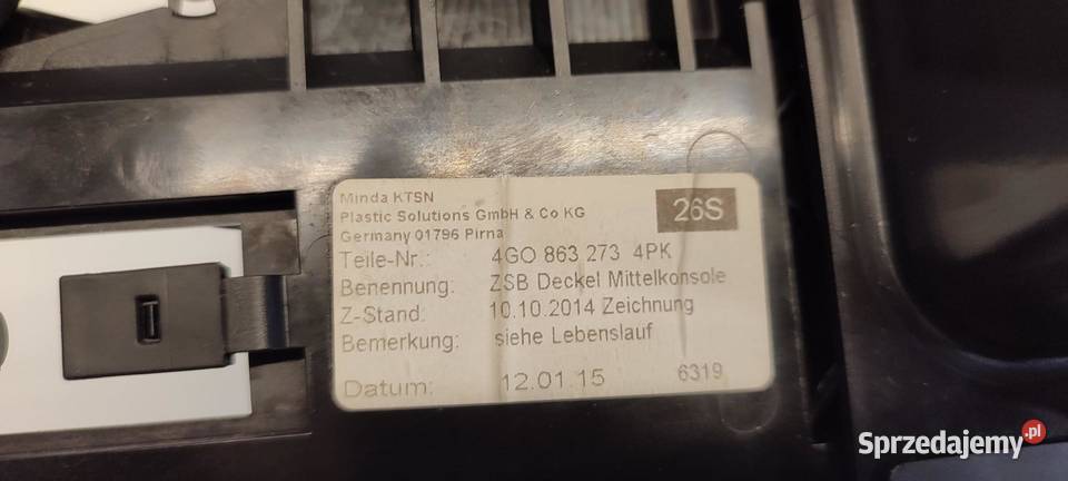 AUDI A6 A7 4G SCHOWEK POPIELNICZKA 4G0863273