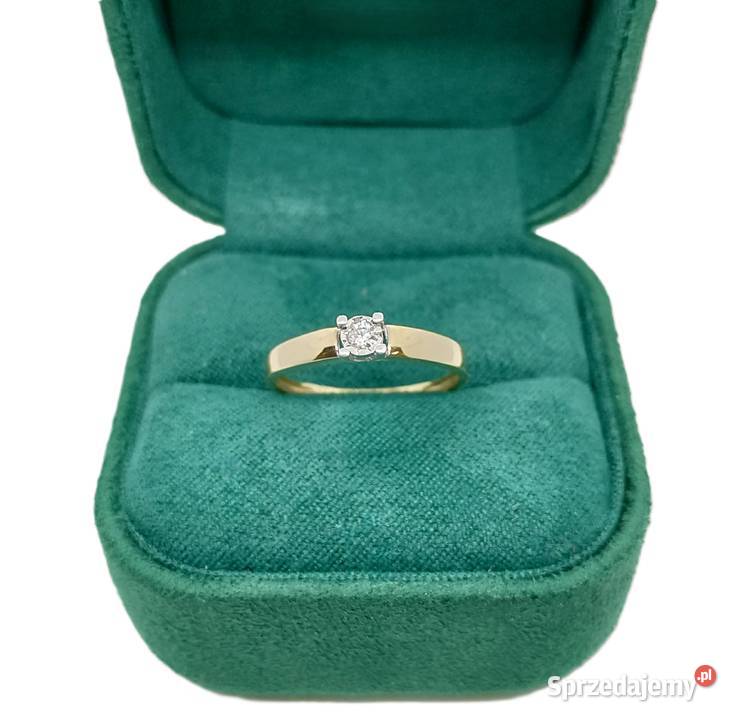 Złoty Pierścionek z Diamentem pr 375 107g