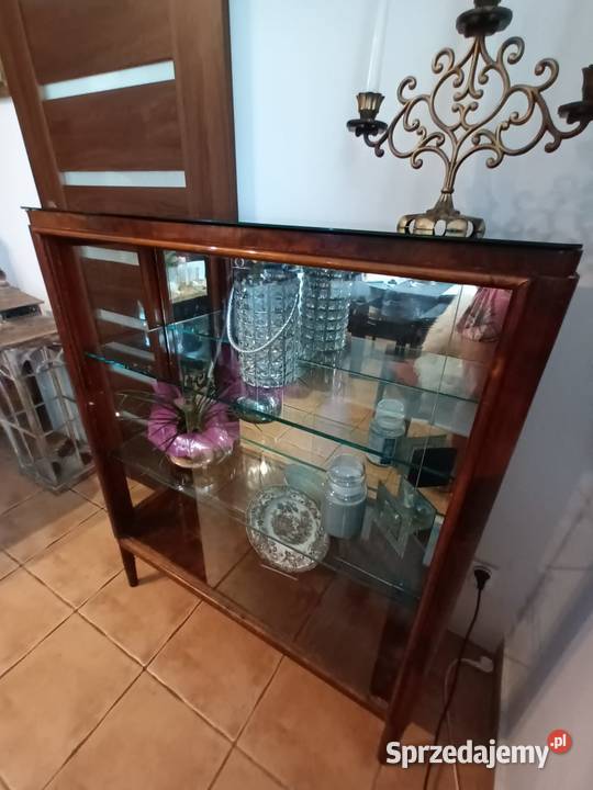 Komoda witryna retro prl na nozkach czarna szyba Gdańsk