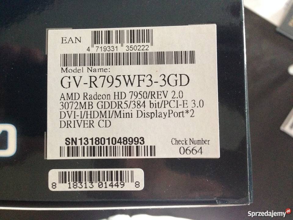 GIGABYTE Radeon HD 7950 3GB Windforce 3 GW DisplayPort  warmińsko-mazurskie