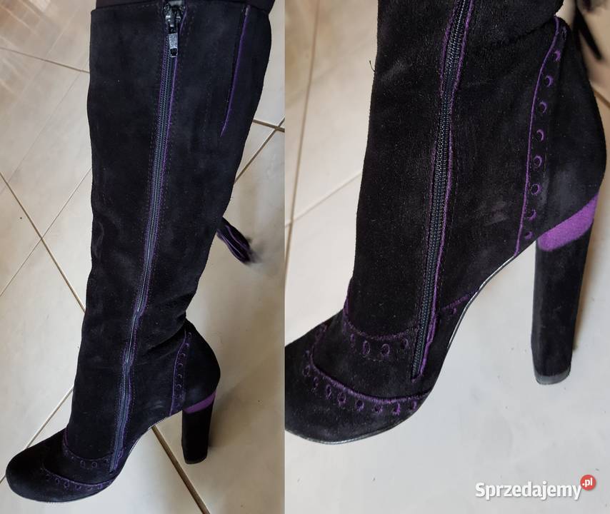 Włoskie kozaki na słupku damskie buty na zimę Kielce