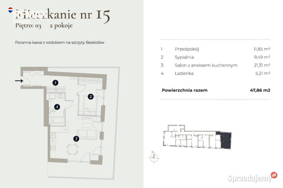 Mieszkanie z balkonem 2 pokoje BielskoBiała