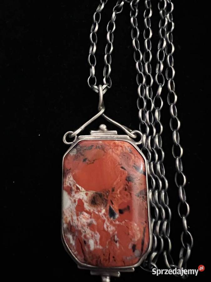 Srebrny wisior z kamieniem jaspis czerwony Warszawa