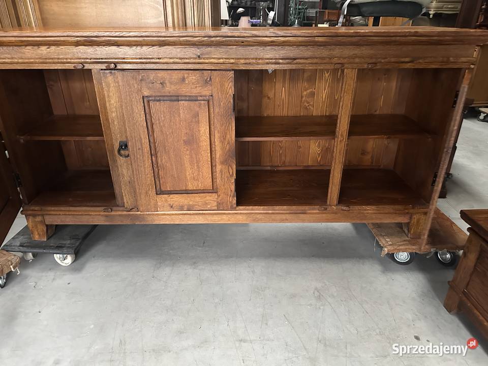 Drewniany komplet witryna komoda ławaskrzynia Sławoszewek