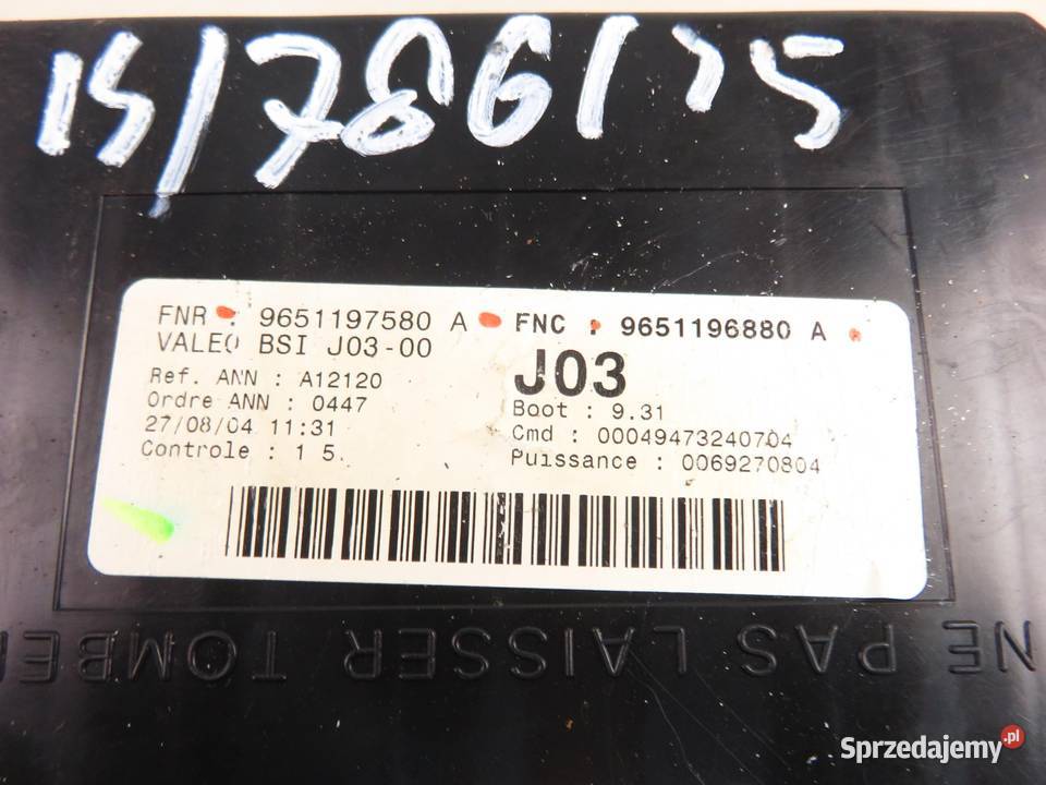 BSI PEUGEOT 307 9651197580A 9651196880A małopolskie