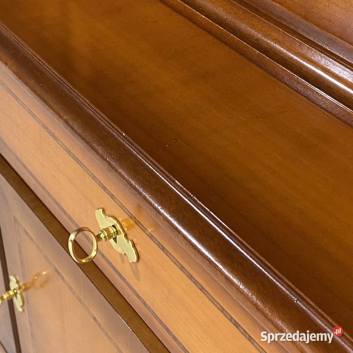 Intarsjowany kredens z witryną na zwężanych Gryfice sprzedam