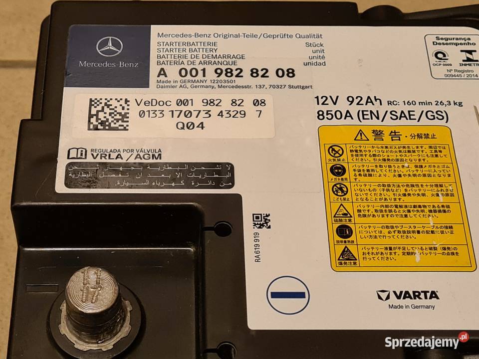 Akumulator Mercedes AGM 92Ah 850A oryginał IGŁA Wrocław