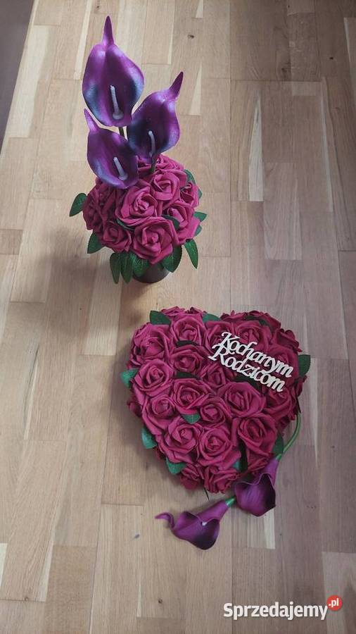 Kompozycja nagrobna komplet z kwiatami do wazonu