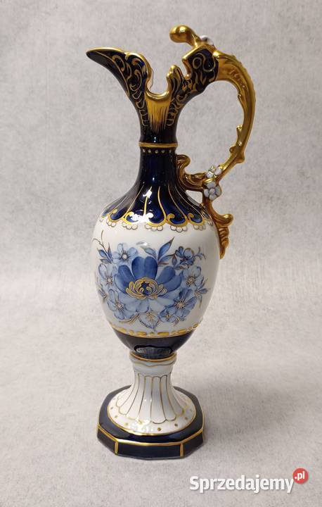 ROYAL DUX Amfora Efektowny Kobaltowy Wazon Złoto Szczecin