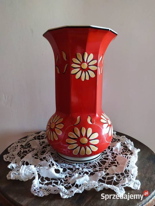 Wielki czerwony wazon z lat 60' Chodzież PRL