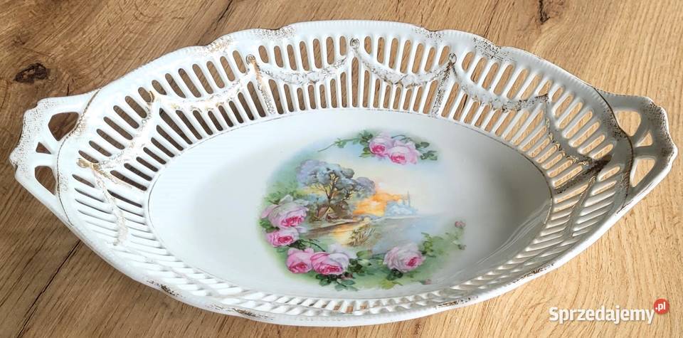 Zabytkowa ażurowa patera z uszami w secesyjnym małopolskie Kraków