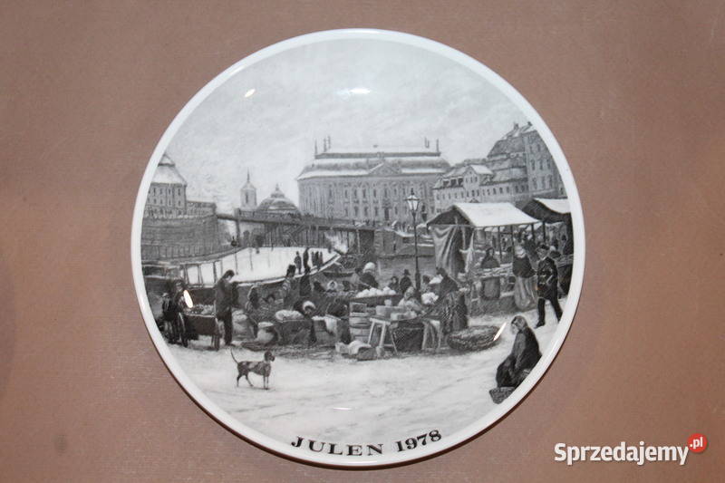 Talerz kolekcjonerski Gustaveberg Targ zimowy Szczecin
