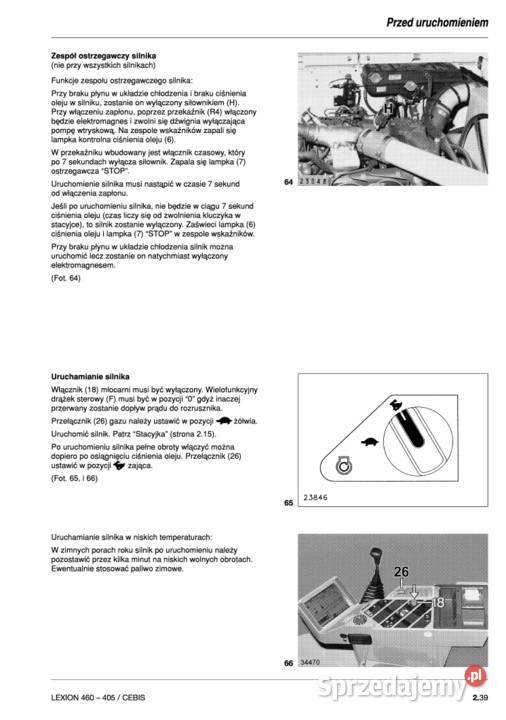 Instrukcja obsługi CLAAS LEXION 405460 CEBIS Rok wydania 2000 Gdańsk