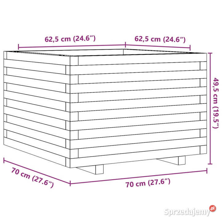 Donica ogrodowa woskowy brąz 70x70x495 drewno sprzedam