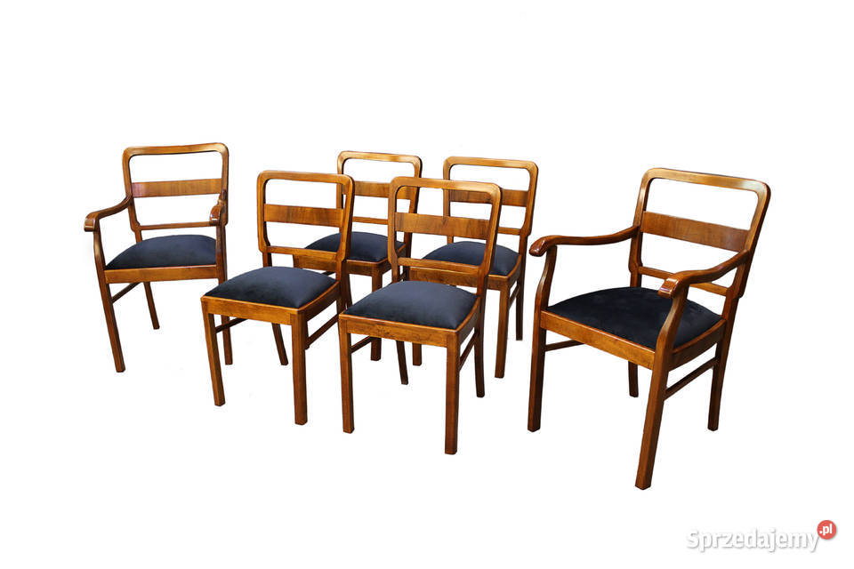 Komplet - dwa fotele i cztery krzesła / art - deco / po reno