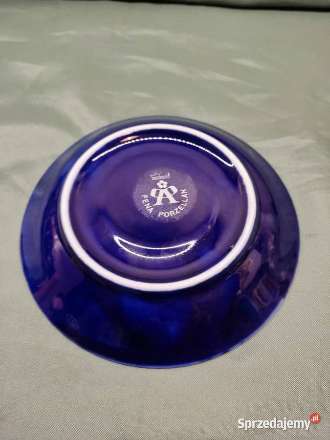 Talerzyk spodek porcelanowy kobaltowy Fena Głuchołazy