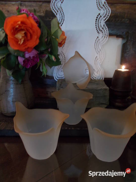 Piękny Klosz Kwiat Kalii Grube Szkło Lata 90 Szczecin