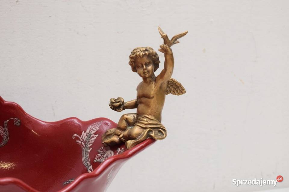 PORCELANA BRĄZ CZERWONA PATERA wóz dorożka AMOR Kraków