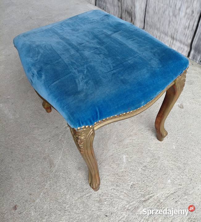 Stylowa pufa podnóżek taboret granat Ludwik 356