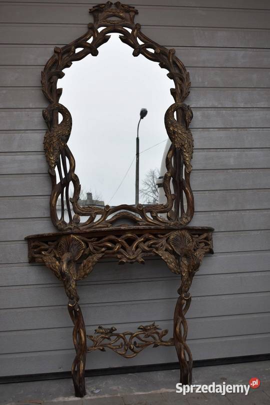 Barokowa Drewniana Konsola z Lustrem Lustro Lustra Kraków