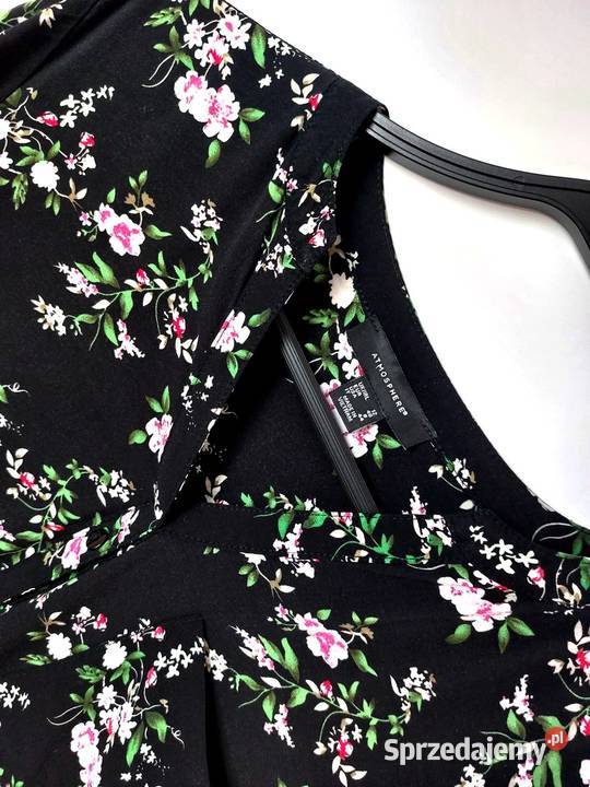 Bluzka czarna L 40 Atmosphere kwiaty wiskozowa zielony Warszawa