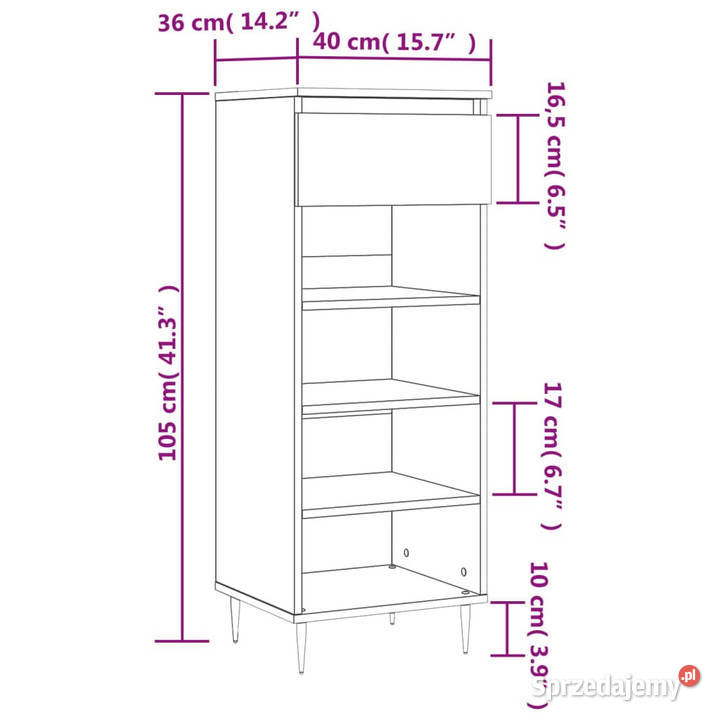 Szafka na buty szarość betonu 40x36x105 WM831456 mazowieckie Warszawa sprzedam