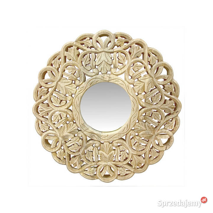 Okrągłe lustro w drewnianej rzeźbionej ramie Lublin