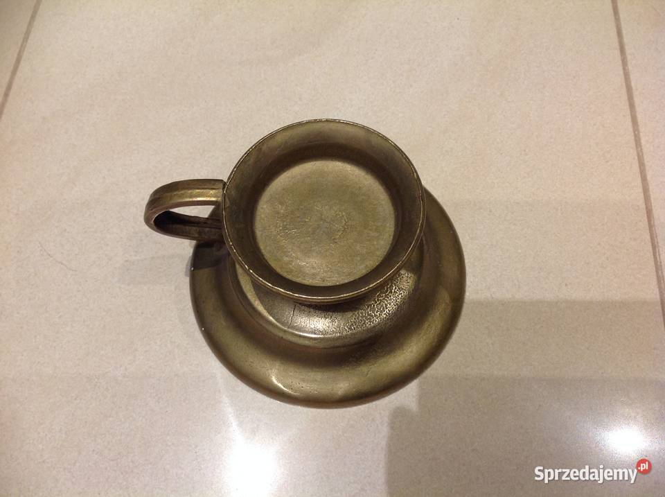 Świecznik z Uchem Kaganek Mosiężny Nowa Sól