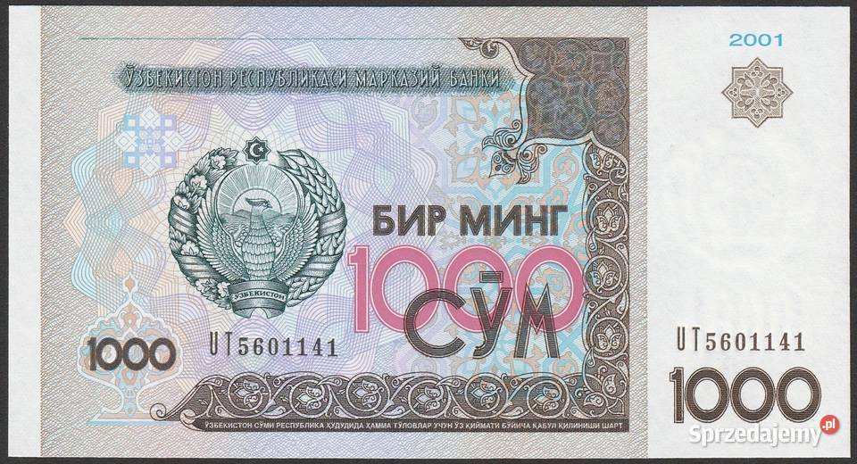 UZBEKISTAN 1000 SUM 2001 STAN BANKOWY UNC