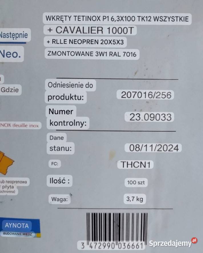 Wkręty INOX do blachy falistej 3w1 Zestaw 63x100